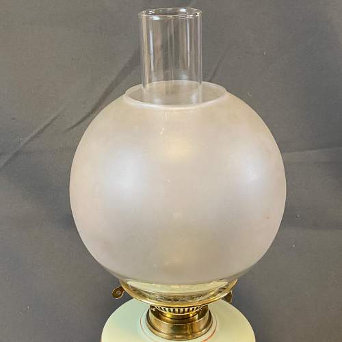 Victorian Green Opaque Glass Oil Lamp image-2