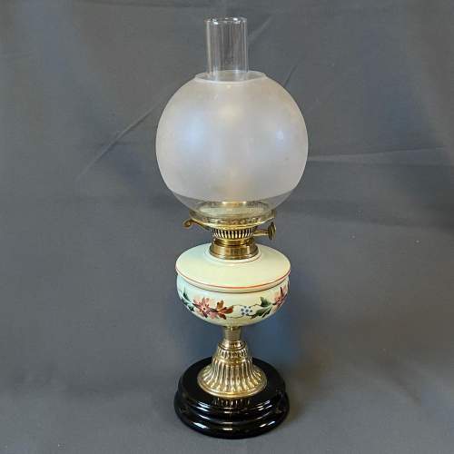 Victorian Green Opaque Glass Oil Lamp image-1