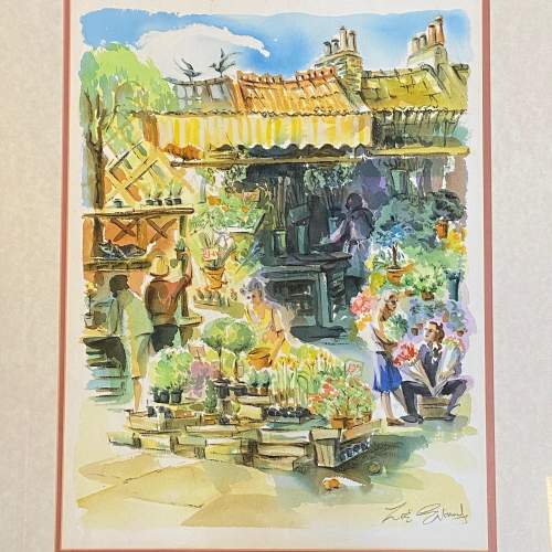 Zoe Evamy Flower Sellers at Brighton Market Watercolour image-2