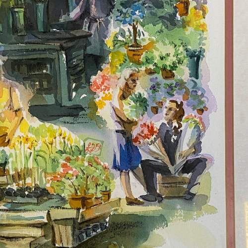 Zoe Evamy Flower Sellers at Brighton Market Watercolour image-3