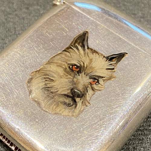 Victorian Silver and Champleve Enamel Dog Vesta Case image-2