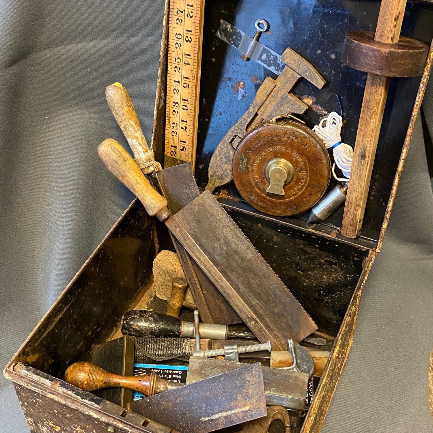 Old Metal Tool Box with Tools - Other Collectables - Hemswell Antique ...