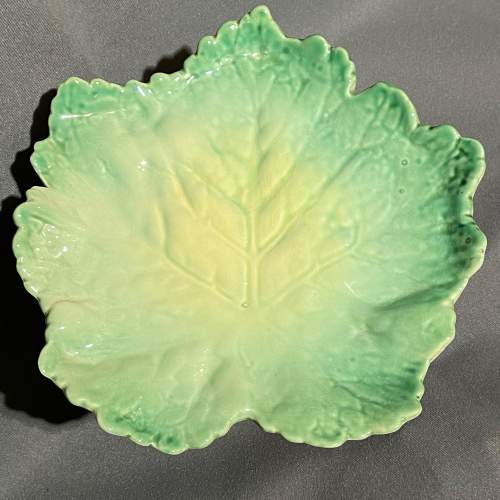Majolica Pottery Leaf Comport with Arts and Crafts Style Base image-2
