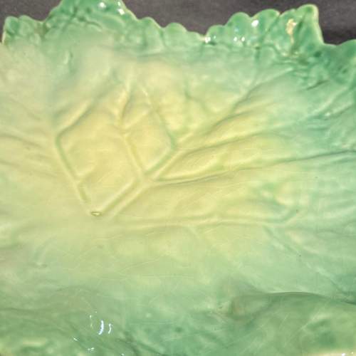 Majolica Pottery Leaf Comport with Arts and Crafts Style Base image-3
