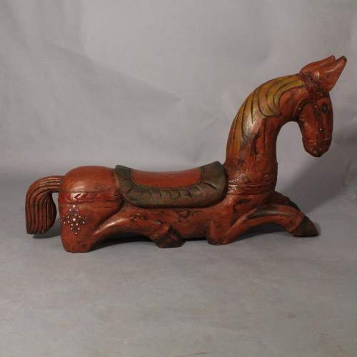 Polychrome Carved Wooden Horse image-2