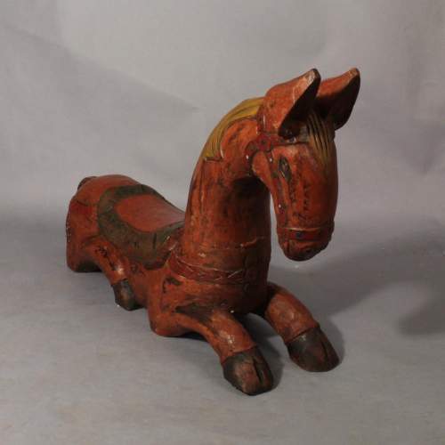 Polychrome Carved Wooden Horse image-1