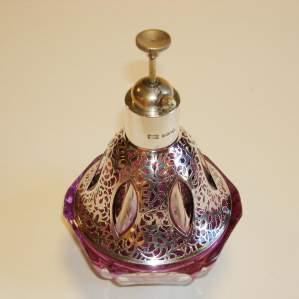 Victorian Mappin and Webb Silver Overlay Scent Atomiser