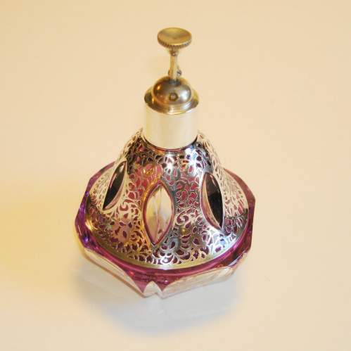 Victorian Mappin and Webb Silver Overlay Scent Atomiser image-4