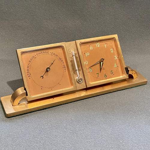 Vintage Wyler of Switzerland Desk Set Clock and Barometer image-1