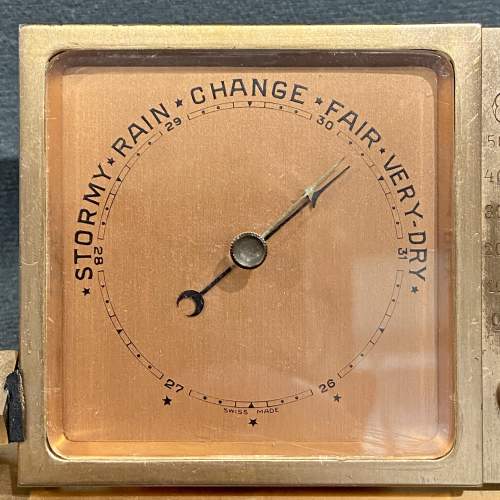 Vintage Wyler of Switzerland Desk Set Clock and Barometer image-4