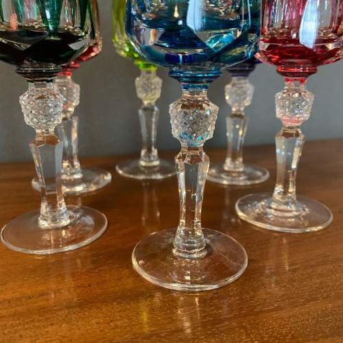 Set Of Six Cut Coloured Liquor Glasses Antique Glass Hemswell
