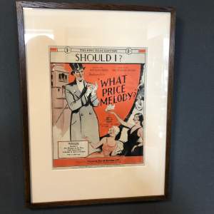 Framed Original Sheet Music Cover Should I - What Price Melody