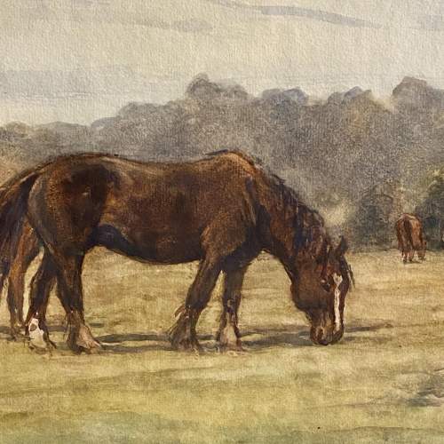Grazing Horses Watercolour by James William Booth RCA image-2