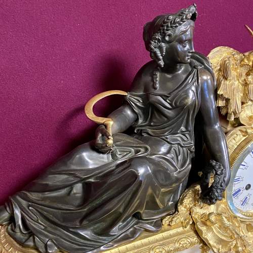 French Bronze and Gilded Bronze Clock with Maiden image-2