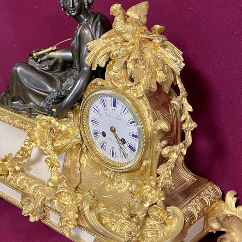 French Bronze and Gilded Bronze Clock with Maiden image-6