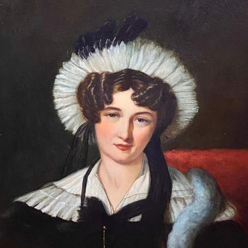 Stunning Large 19th Century Oil on Canvas Portrait of a Lady image-2