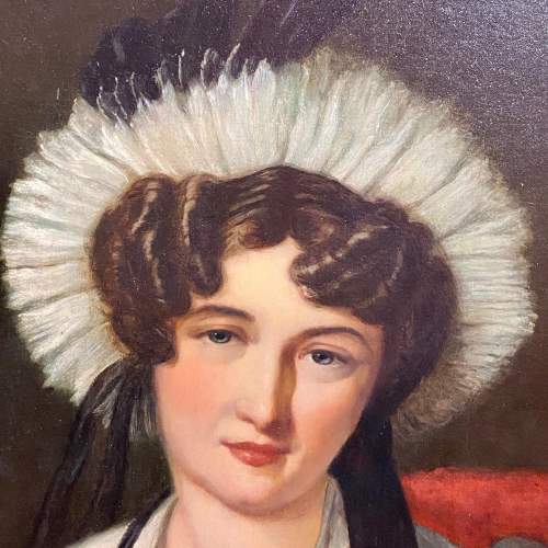 Stunning Large 19th Century Oil on Canvas Portrait of a Lady image-3