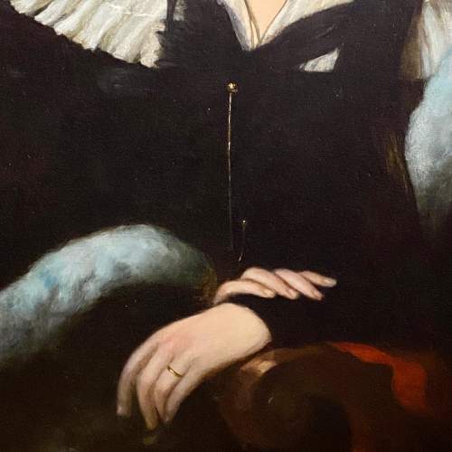 Stunning Large 19th Century Oil on Canvas Portrait of a Lady image-4