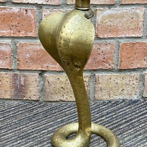 Early 20th Century Etched Brass Cobra Lamp image-6