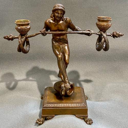 Quality Art Deco French Bronze Figural Table Candelabra image-1