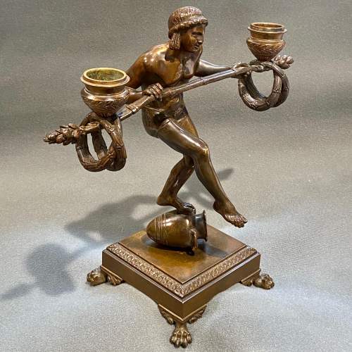Quality Art Deco French Bronze Figural Table Candelabra image-2