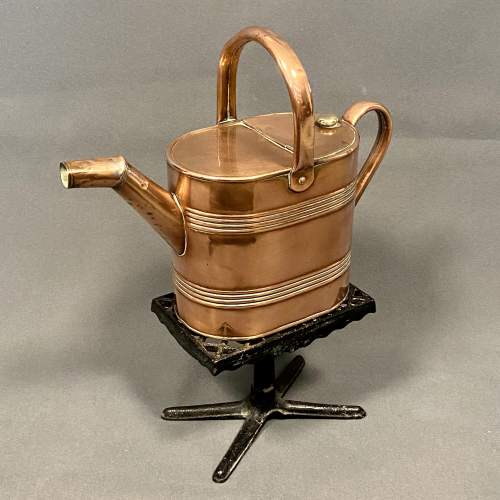 Victorian Copper Hot Water Jug on Trivet image-1