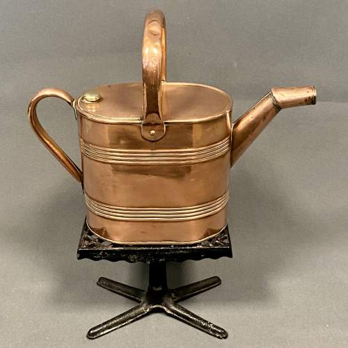Victorian Copper Hot Water Jug on Trivet image-2