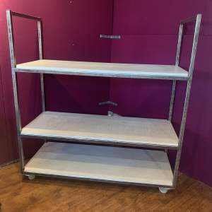 Industrial Pine Painted and Galvanised Bakers Shelves