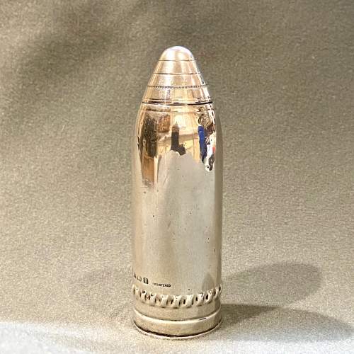 Early 20th Century Silver Artillery Shell Shaped Cologne Bottle image-1