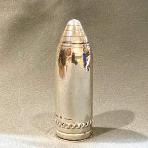 Early 20th Century Silver Artillery Shell Shaped Cologne Bottle