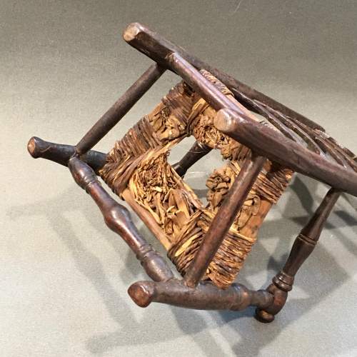 Unusual Early 19th Century Rush Seated Ladder Back Toy Chair image-6
