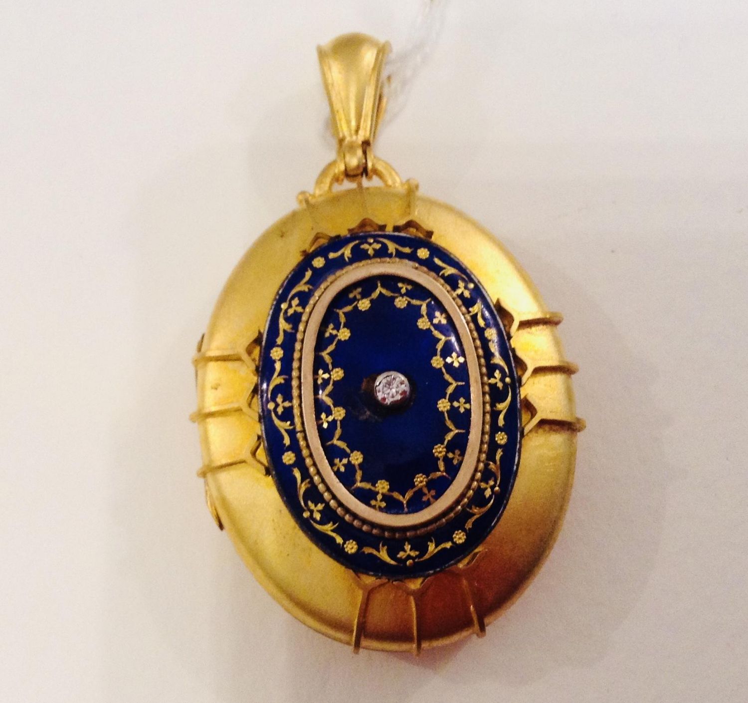 Antique 18ct Gold Diamond and Enamel Locket - Jewellery & Gold ...