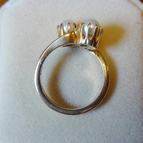 9ct Gold Pearl Crossover Ring image-2