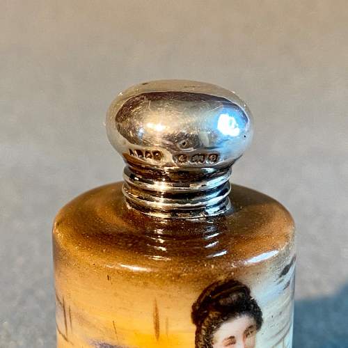 Early 20th Century Silver Top Painted Geisha Scent Bottle image-3