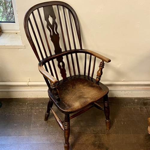 Victorian Ash and Elm High Back Windsor Chair image-1
