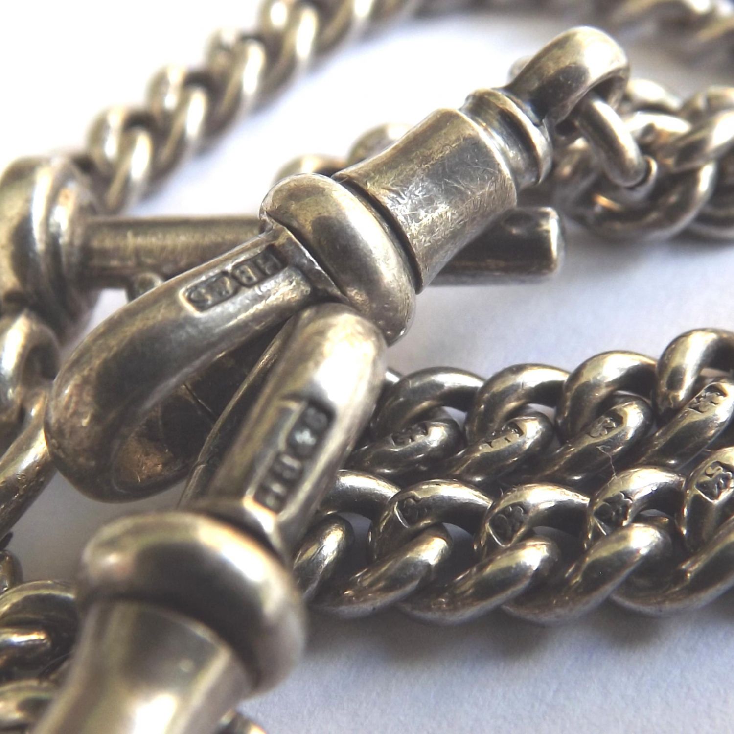 George V 1927 Hallmarked Silver Double Albert Watch Chain - Jewellery ...