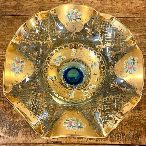 Victorian Blue Glass and Gilt Tazza image-2
