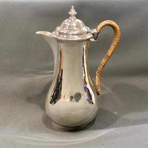 George V Silver Coffee Pot with Rattan Handle image-1