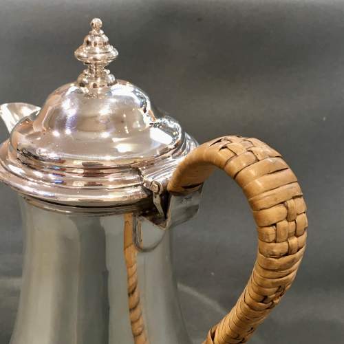 George V Silver Coffee Pot with Rattan Handle image-3