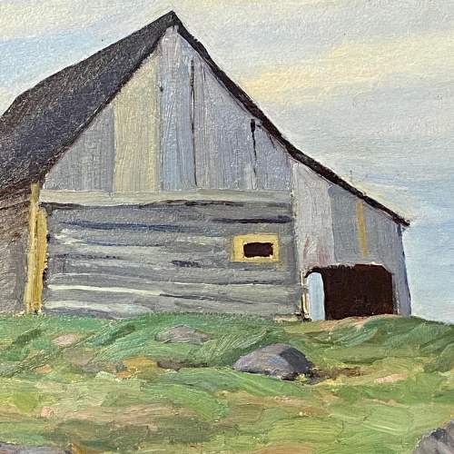 Barn at Lost River Quebec Oil on Board Painting image-2