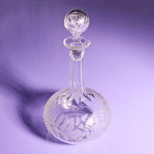 Victorian Fern Etched Glass Port Decanter