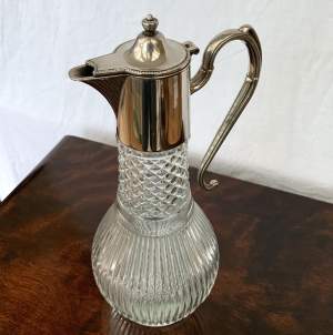 Silver Plated and Hobnail Cut Glass Claret Jug