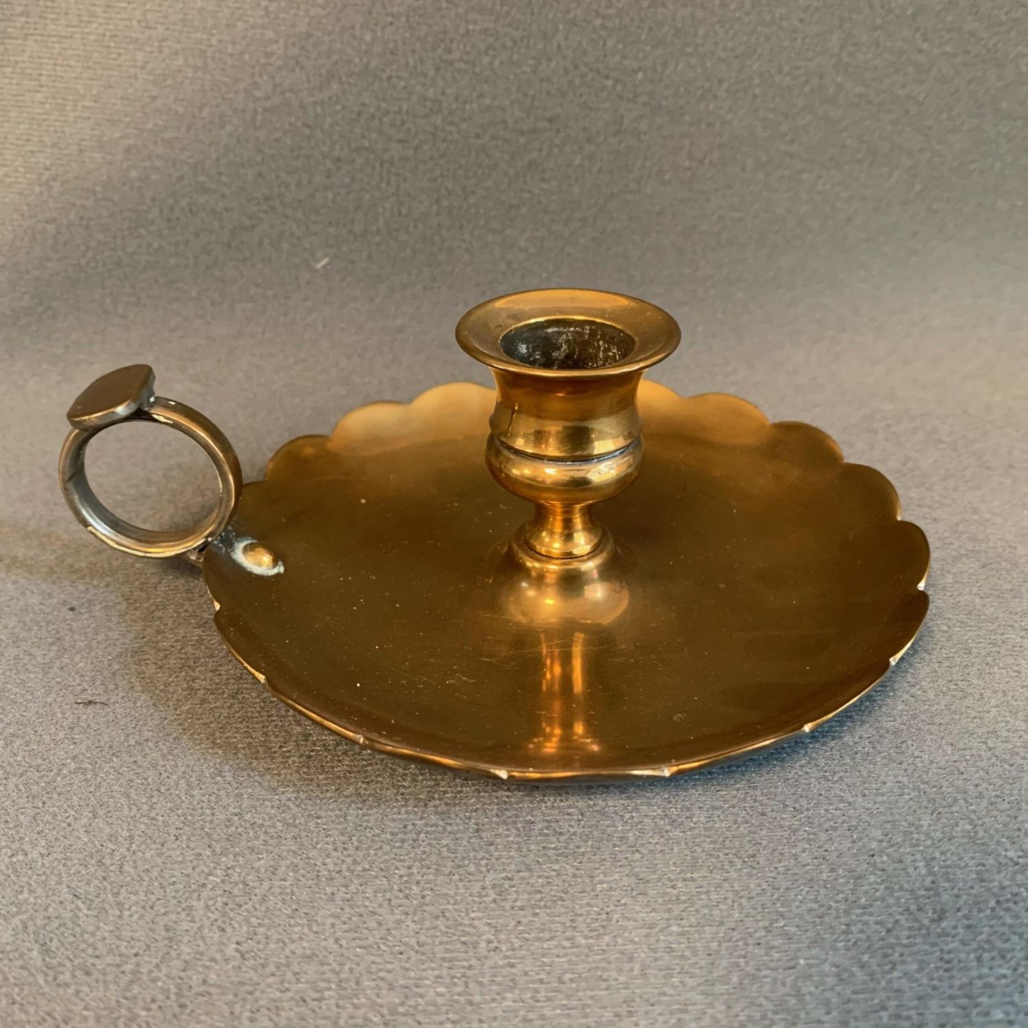 Gilded 19th Century Chamberstick with Silver Plate - Antique Brass