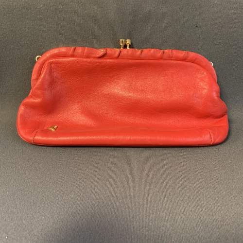 Red Leather Jane Shelton Clutch Bag image-1