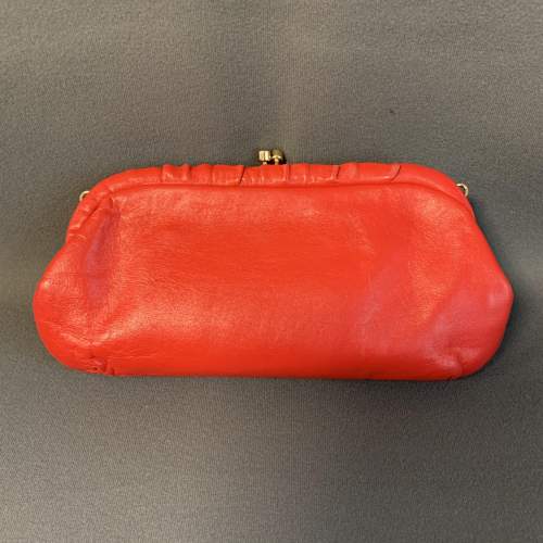 Red Leather Jane Shelton Clutch Bag image-5
