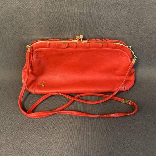 Red Leather Jane Shelton Clutch Bag image-6