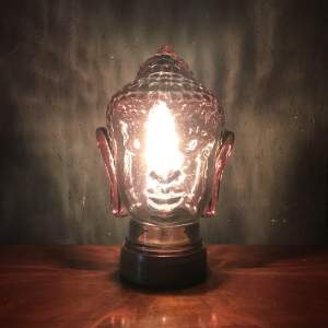 Vintage Glass Buddha Head Repurposed into a Great Lamp