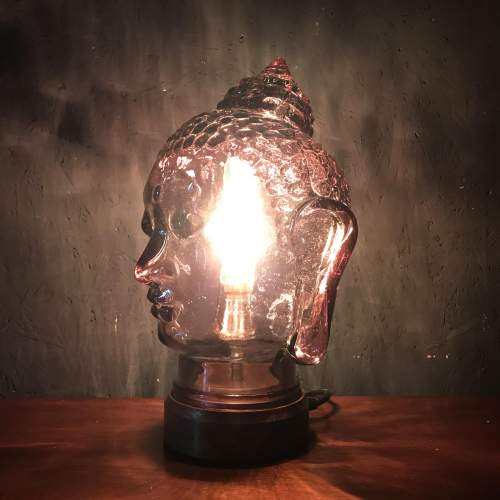 Vintage Glass Buddha Head Repurposed into a Great Lamp image-2