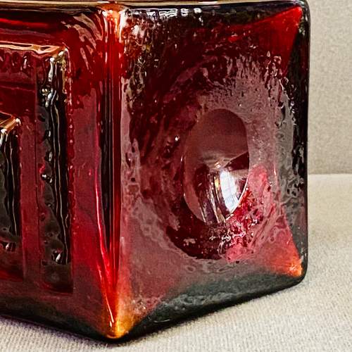 Dartington Red Glass Greek Key Vase by Frank Thrower image-4