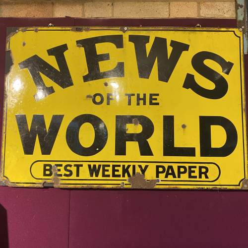 News of the World Enamel Steel Advertising Sign Mid 19th Century image-1